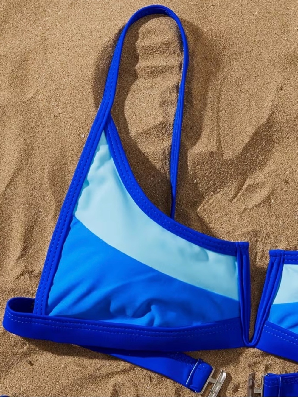 Blue Two Tone V Wire Bikini Set - Picture 3 of 10